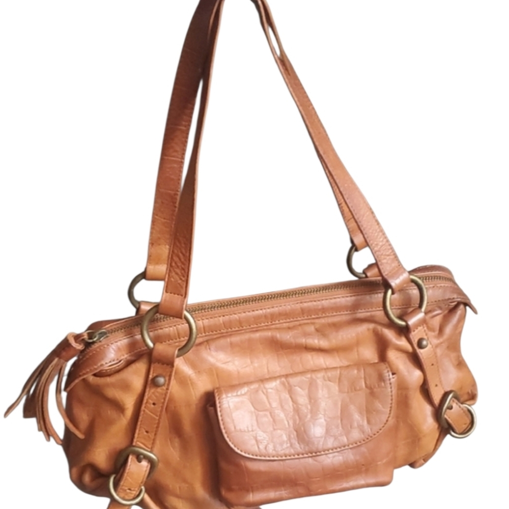 Y2K PRAGUE vintage Distressed Leather Handbag Shoulder Bag